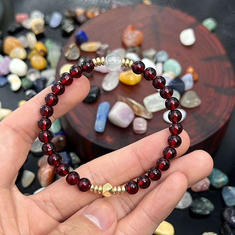 Braccialetto di perline d'oro con attrazione per la ricchezza in agata rossa, gioielli di moda femminile_voghion.com