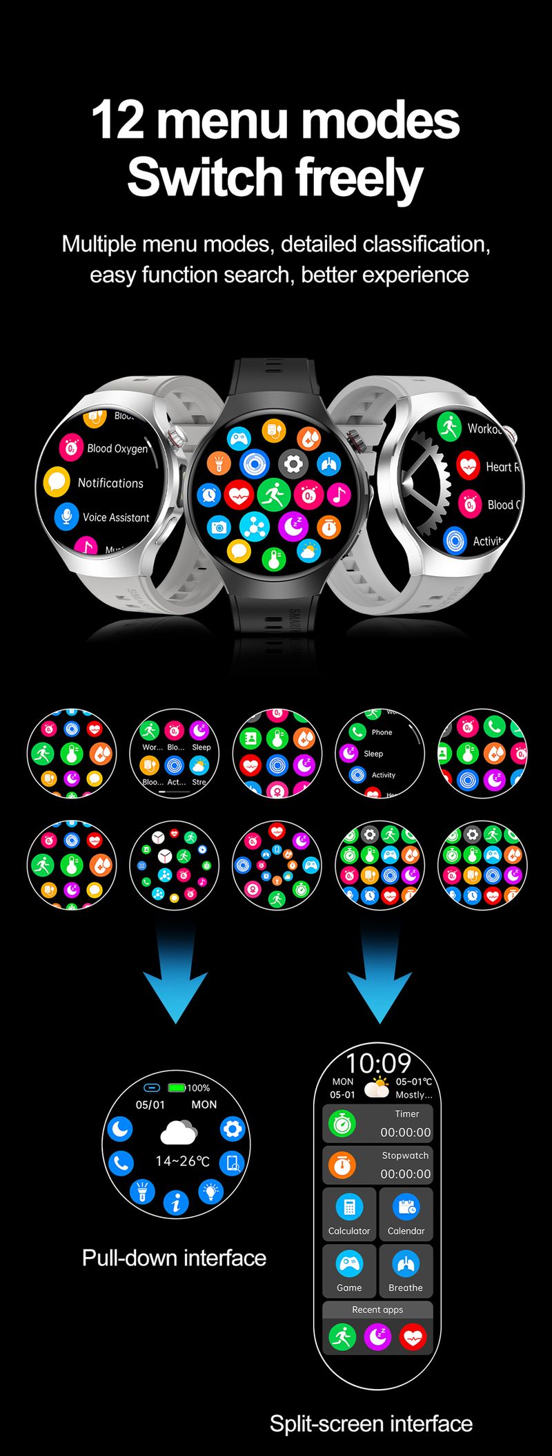 New Outdoor Sports Smart Watch Men Riding Running Fitness IP68 Waterproof LED Lights Bluetooth Call Smartwatch For Android IOS HUAWEI_voghion.com
