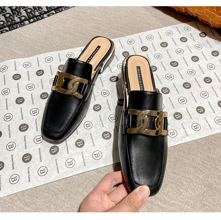 Echtes Leder Baotou Half Slipper 2023 Frühling und Sommer draußen tragen Sandalen und Hausschuhe quadratische Zehen faule halbe Slipper All-Match-Müller-Schuhe_voghion.com