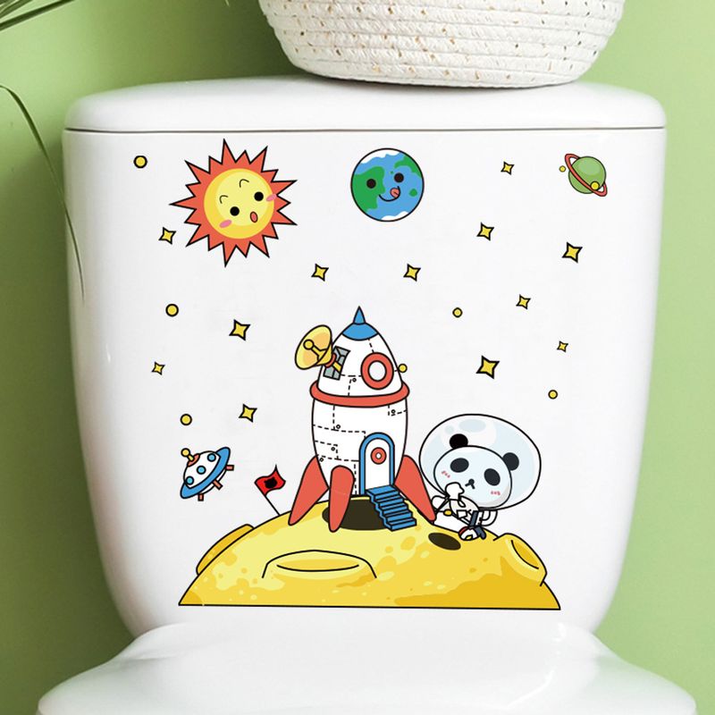 Astronaut lunar PVC decorative frosted N1832 toilet lid wall sticker_voghion.com
