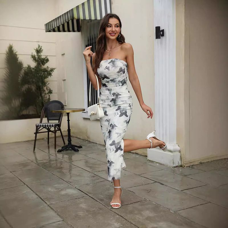 Frae Kleeder Fréijoer a Summer Nei Arrivée Mesh gedréckt Duebelschicht Sexy Side Slit Kleed_voghion.com