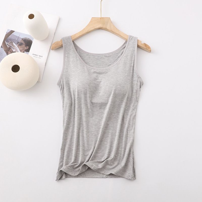 women's clothing One-piece vest bra with chest pad for women, can be worn outside without steel ring_voghion.com