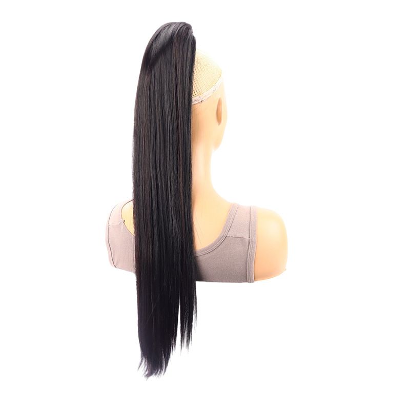Parrucca sintetica con clip, coda di cavallo, per donna, con grande clip, capelli lunghi e lisci, in misto seta, coda di cavallo finta_voghion.com