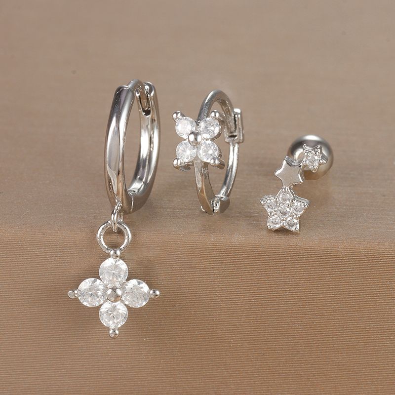 Gioielli e accessori orecchini geometrici alla moda, set di orecchini floreali con micro zirconi intarsiati, orecchini da donna leggeri e di lusso personalizzati in tre pezzi_voghion.com