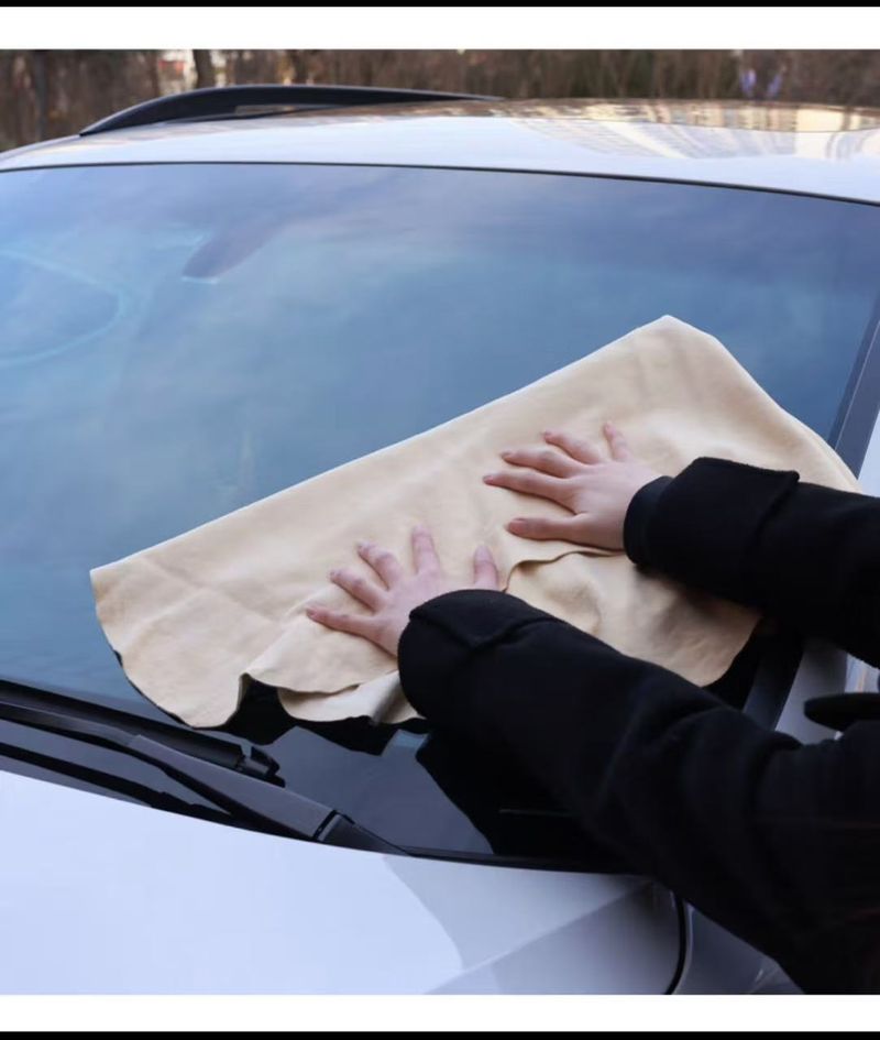 Suede Oil Tanned Leather, Naturally Shaped, Thickened, Water Absorbing Deer Skin Sheepskin Towel, Special Car Wash Cloth_voghion.com