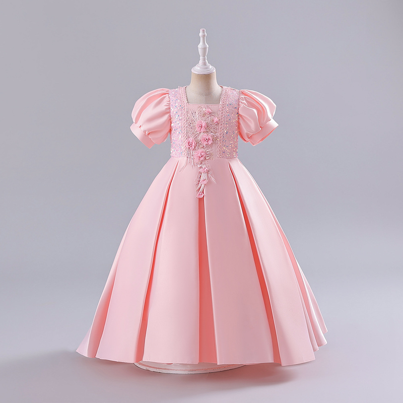 Robe princesse à fleurs pour filles d'un an, spectacle de Piano d'été_voghion.com