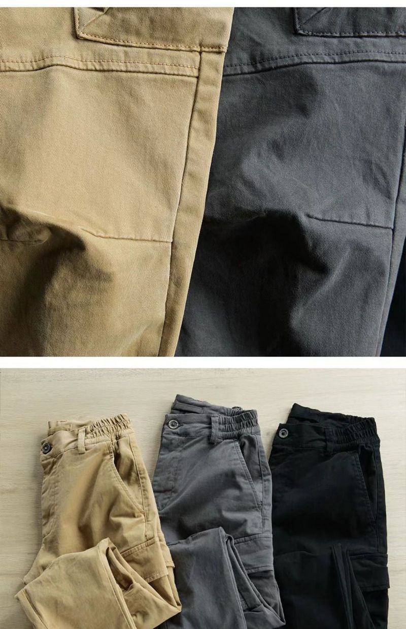 Men’s Cargo Overalls – Loose Fit Tactical Pants With Multi-Pockets (Khaki/Black/Grey, Sizes M-3XL)_voghion.com