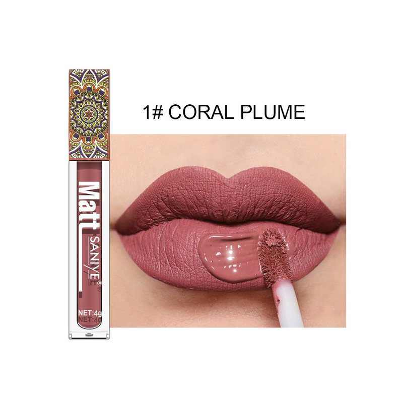 Nude 13 Colors Brown Matte Liquid Lipstick Waterproof Nude Red Long Lasting Non-stick Cup Lip Gloss Women_voghion.com
