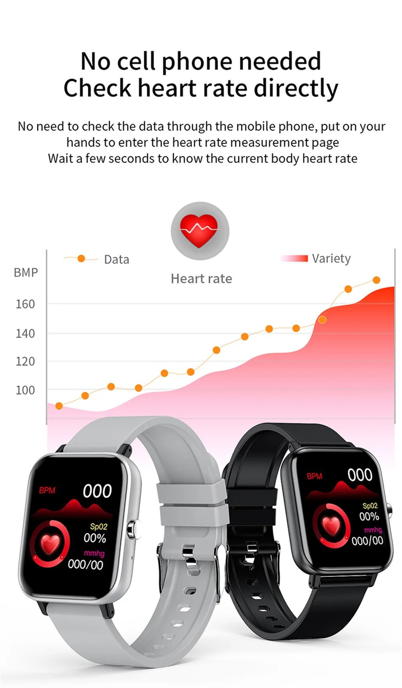 Smart Watch Donna Uomo 1.69"Full Touch Bluetooth Chiamata Fitness Tracker Cardiofrequenzimetro Pressione Sanguigna Smartwatch Donna_voghion.com