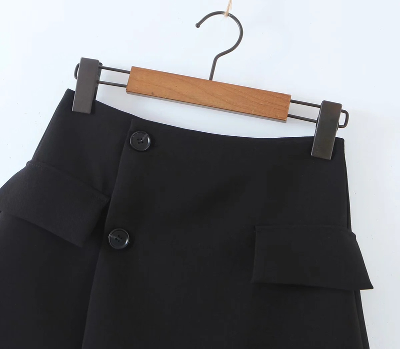 Dames 2021 Lente Nieuw Kort Pak Jasje Met Schuine Knopen + Hoge Taille Zak Rok_voghion.com
