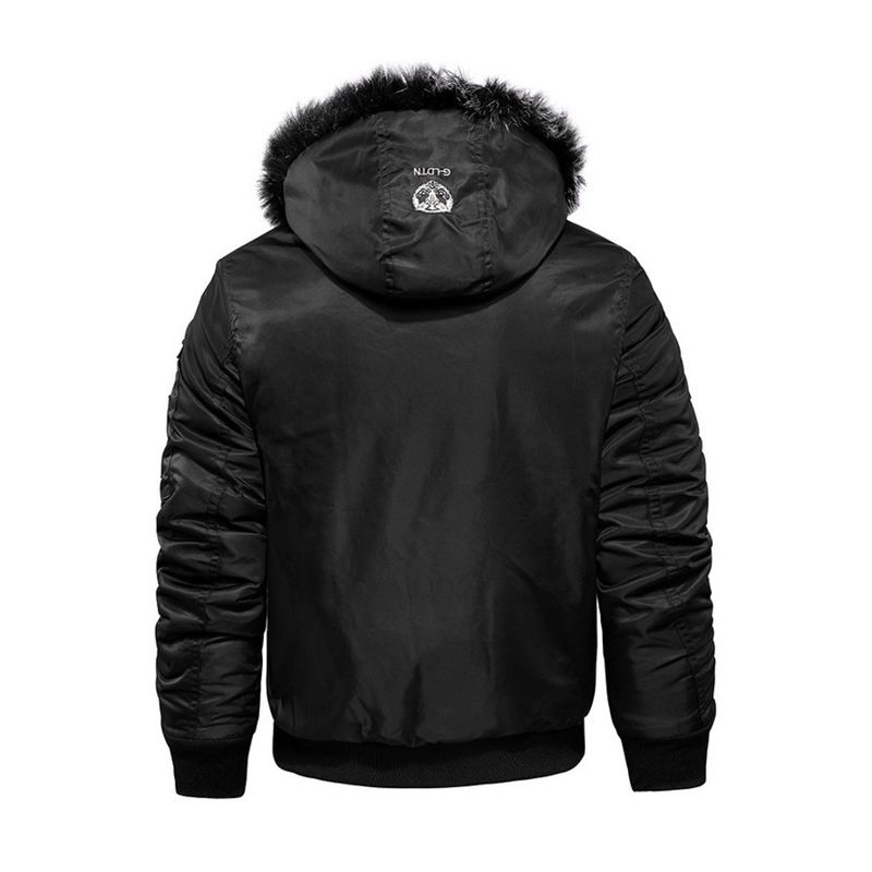 Cappotto invernale con cappuccio, spesso, antivento, casual, foderato in pile, per il commercio estero transfrontaliero, abbigliamento da uomo taglie forti_voghion.com