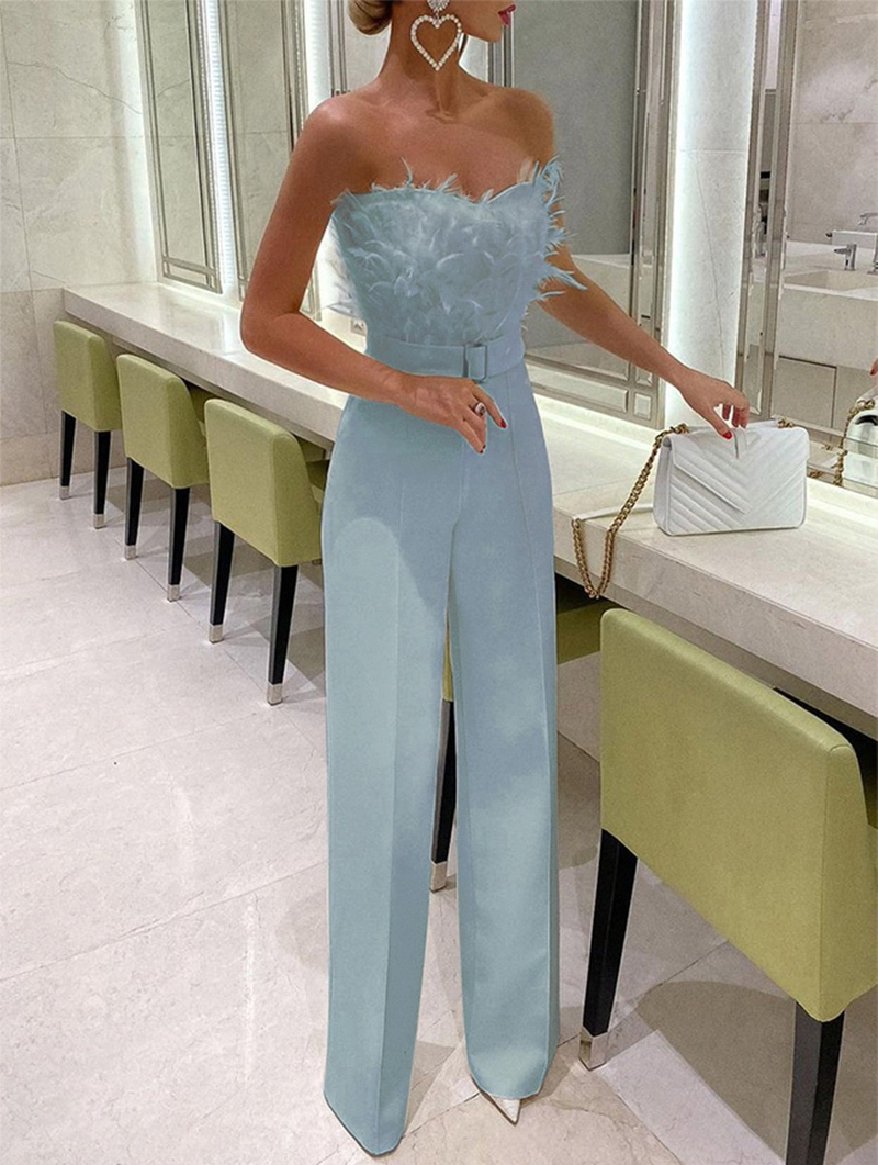 Feather Tube Top Sexy Fashion Jumpsuit_voghion.com