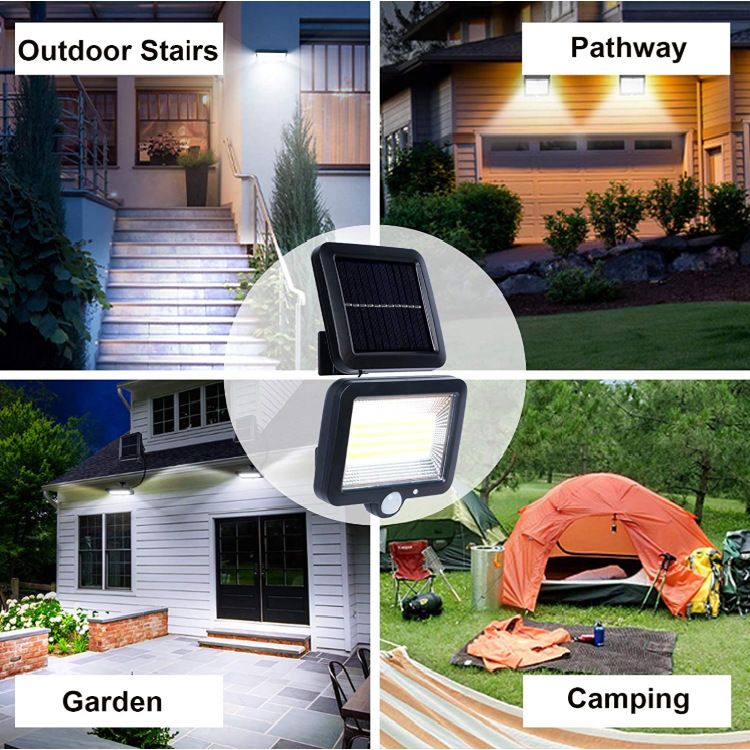 100W COB + 56LED Güneş Enerjili Hareket Sensörlü Duvar Lambası - Bahçe, Garaj ve Yol İçin Çıkarılabilir Dış Mekan Güvenlik Lambası (Su Geçirmez Geniş Açı Aydınlatma)_voghion.com