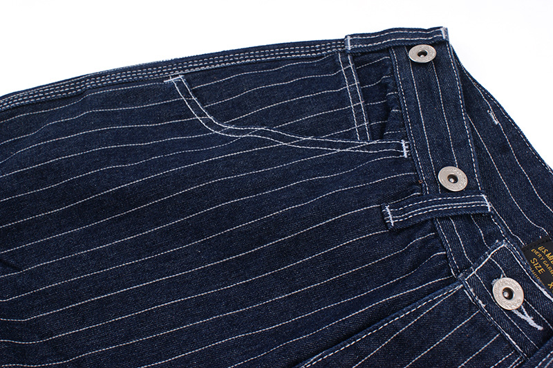 Men's wide leg striped jeans loose railway overalls May khaki motorcycle overalls_voghion.com