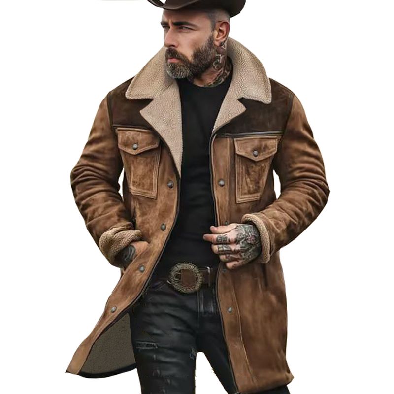 Men’s Suede-Like Bomber Jacket – Winter-Ready Zip-Up Coat With Multi-Pocket Design (100% Polyester) – Slim Fit For Casual & Commuter Wear_voghion.com