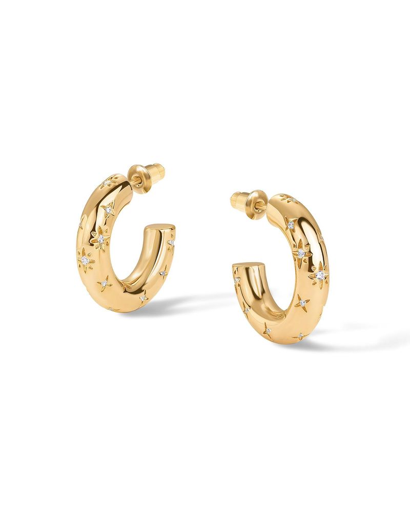 Hot Selling Light Luxury Personality Metal Style Broken Zirconium C Shaped Star And Moon Earrings For Women Niche Design Earrings_voghion.com