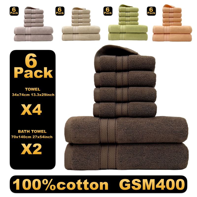 Set van 6 handdoeken en badhanddoeken van 100% katoen - ultrazacht en zeer absorberend (voor gezicht en bad, hypoallergeen)_voghion.com
