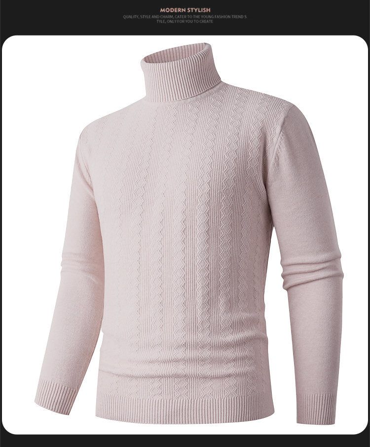Rollkragenpullover mit Zopfmuster für Herren – Wintertauglicher Pullover mit hohem Kragen und strukturiertem Design (M-3XL)_voghion.com