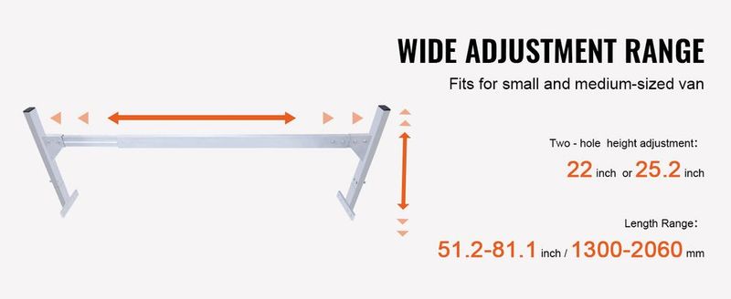 VEVOR Van Roof Ladder Rack, 2 Bars Aluminum Alloy Roof Ladder Racks, 400 LBS Capacity Rain-Gutter Van Roof Rack, Adjustable Length 51.2" To 81.1", Van Ladder Rack For Van, Cargo, Trailer_voghion.com