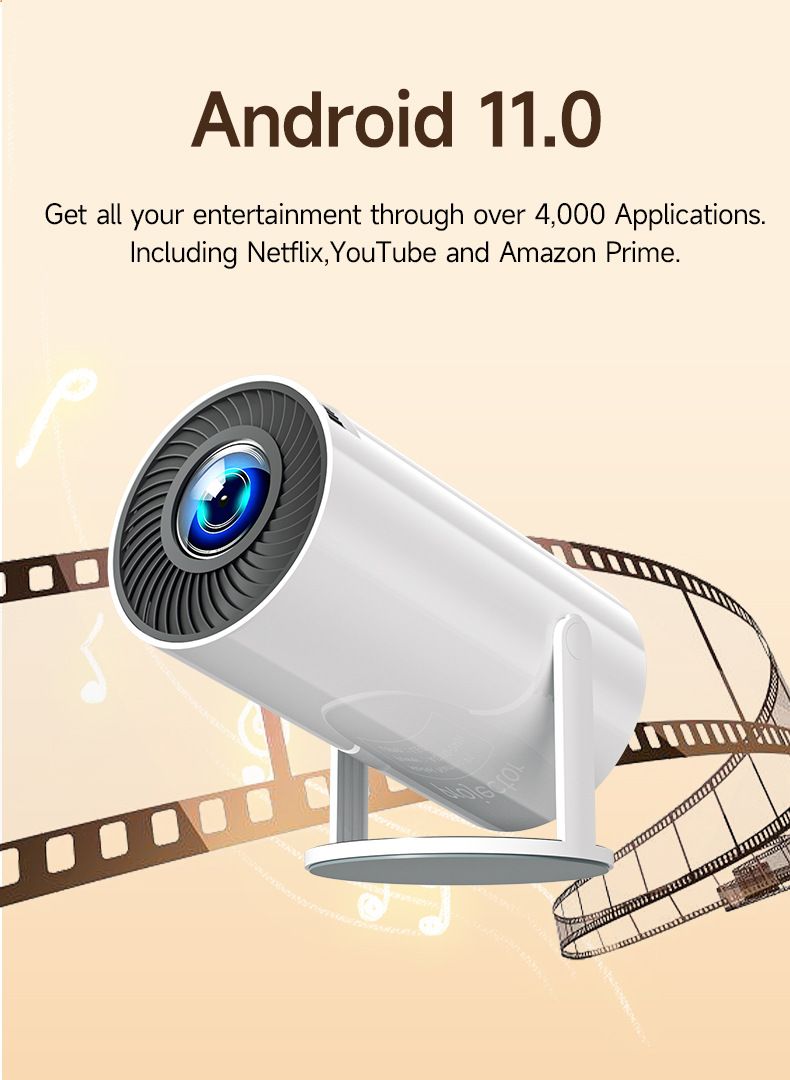 Projetor portátil de parede ultra HD inteligente para quarto CY300 Barrel Home_voghion.com