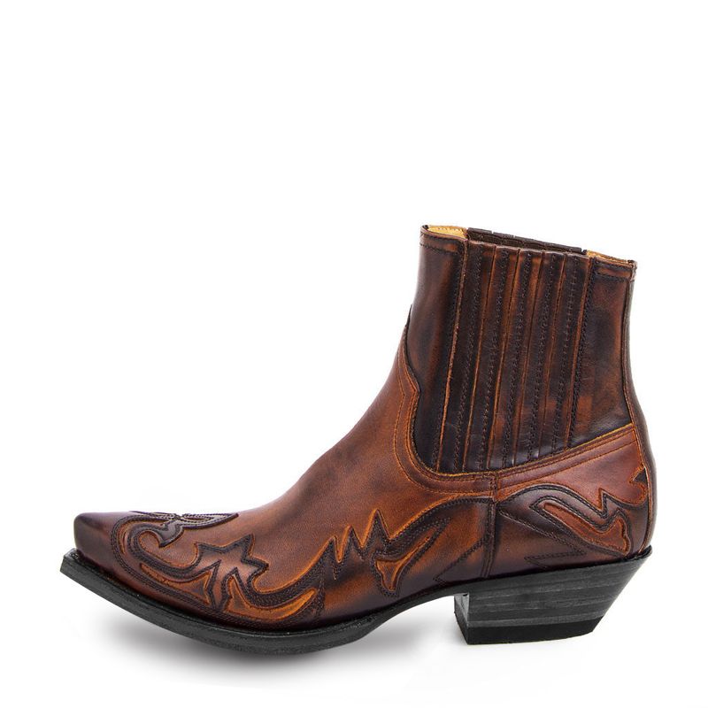 Stivali da cowboy western con tacco alto e punta spazzolata, unisex, stivali a metà polpaccio_voghion.com