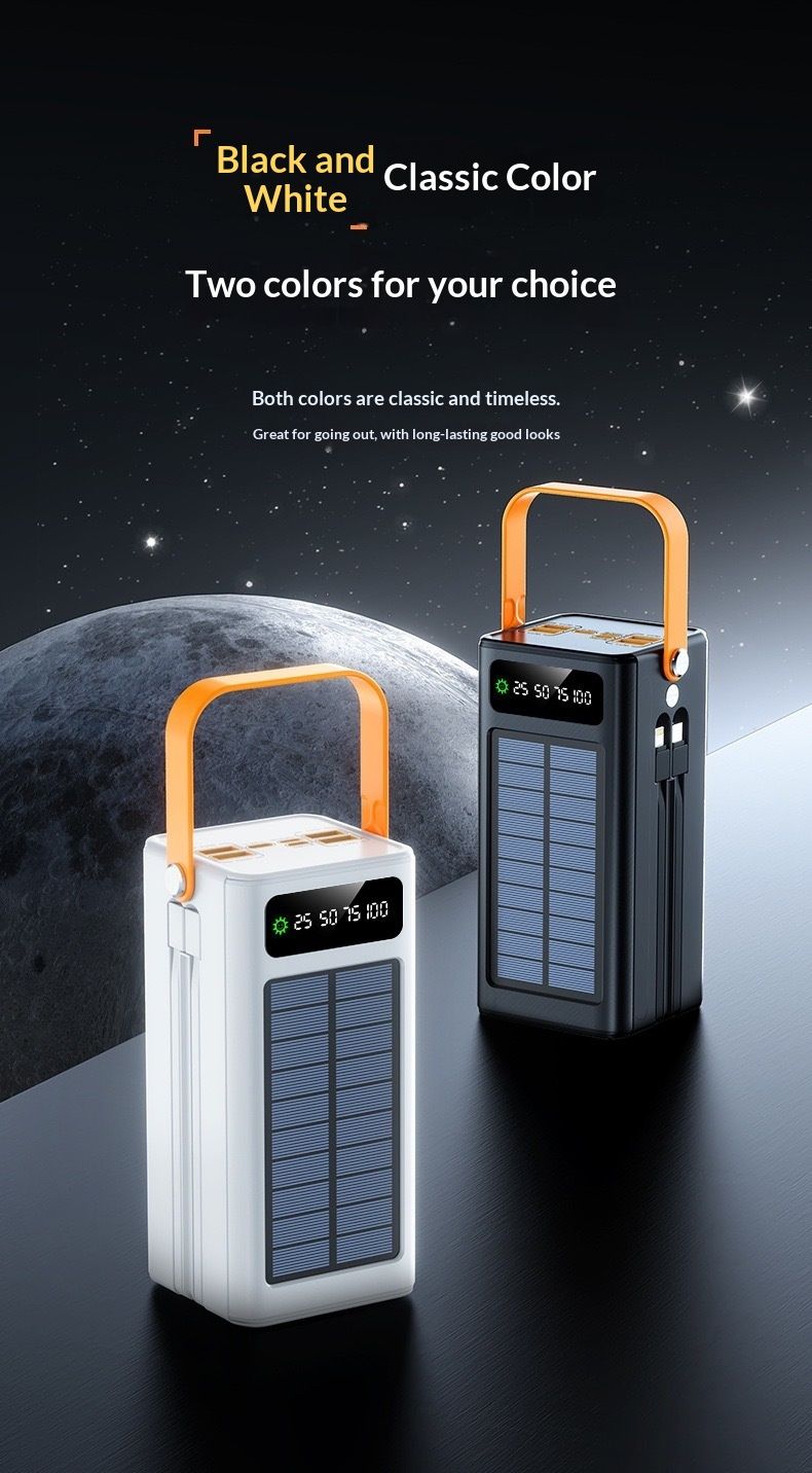 Cross-Border Solar 100000mAh Grote Capaciteit 120W Supersnel Opladende Campinglamp Buiten Live Streaming Powerbank_voghion.com