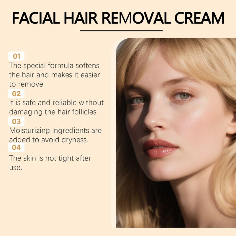 Feuchtigkeitsspendende Inhaltsstoffe Sanfte Pflege Reinigung Lippen Gesichtshaut Praktische glatte Haarentfernungscreme_voghion.com