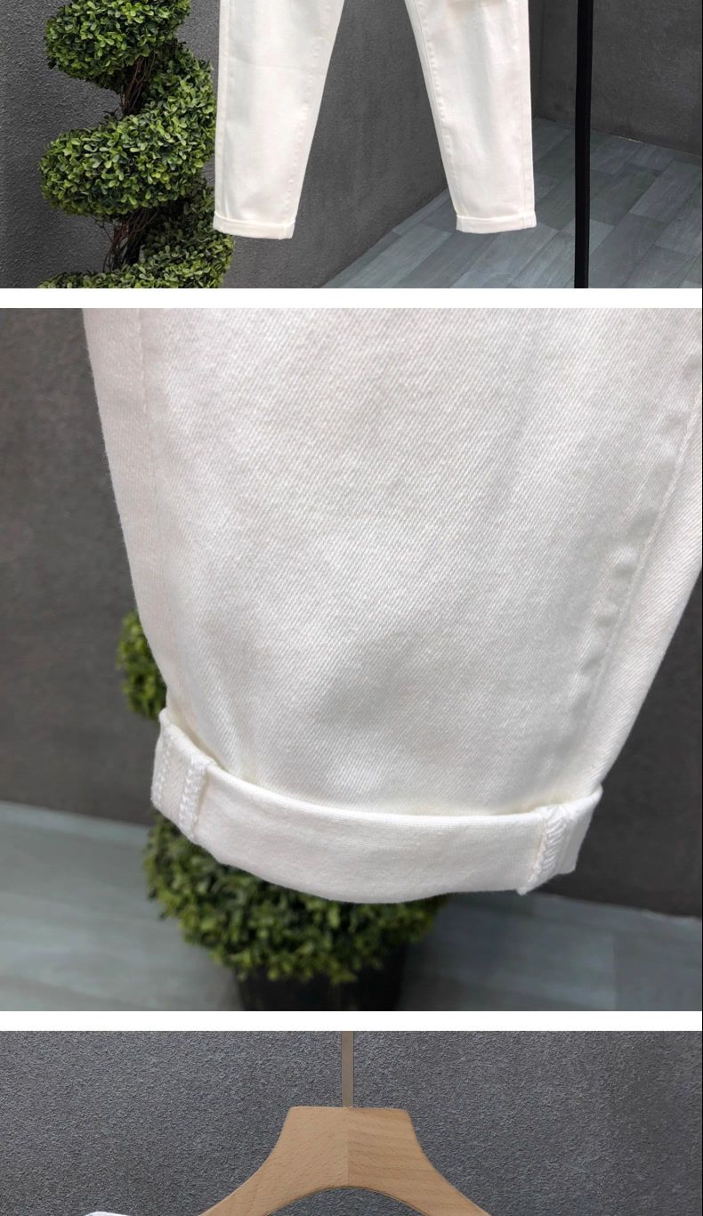 Men's Clothing Distressed White Stretch Jeans For Men & Women - Mid Rise Relaxed Fit Comfortable Slimming Straight Leg Casual Denim Pants_voghion.com