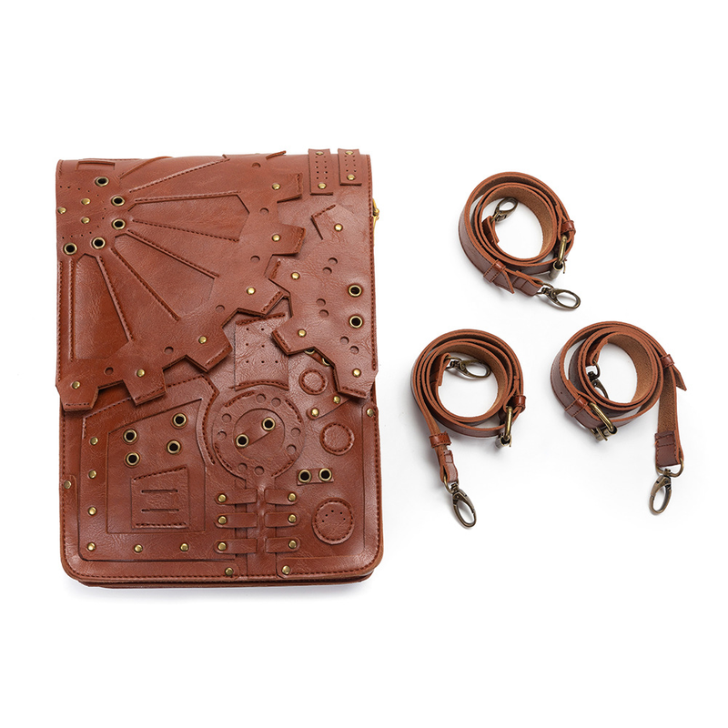 Steampunk Retro Gear Backpack Women's Schoolbag Shoulder Crossbody Bag_voghion.com
