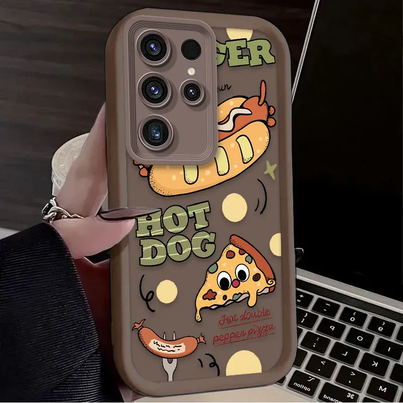 Capa traseira de silicone macio para Samsung Galaxy S25 S24 S23 Ultra S22 S21 Plus FE 5G A54 A34 A14 A73 A53 A33 5G Capa engraçada de hambúrguer_voghion.com