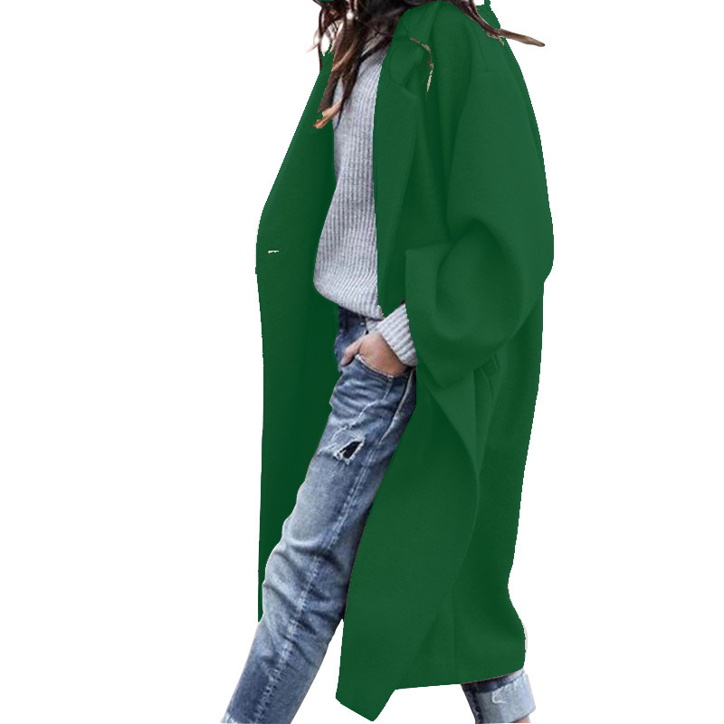 Casaco feminino de lã quente de cor sólida_voghion.com