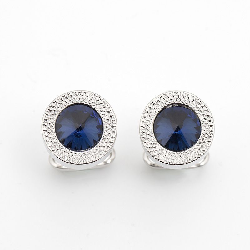 Neue runde diamant kristall manschettenknöpfe männer mode hemd zirkon manschettenknöpfe_voghion.com