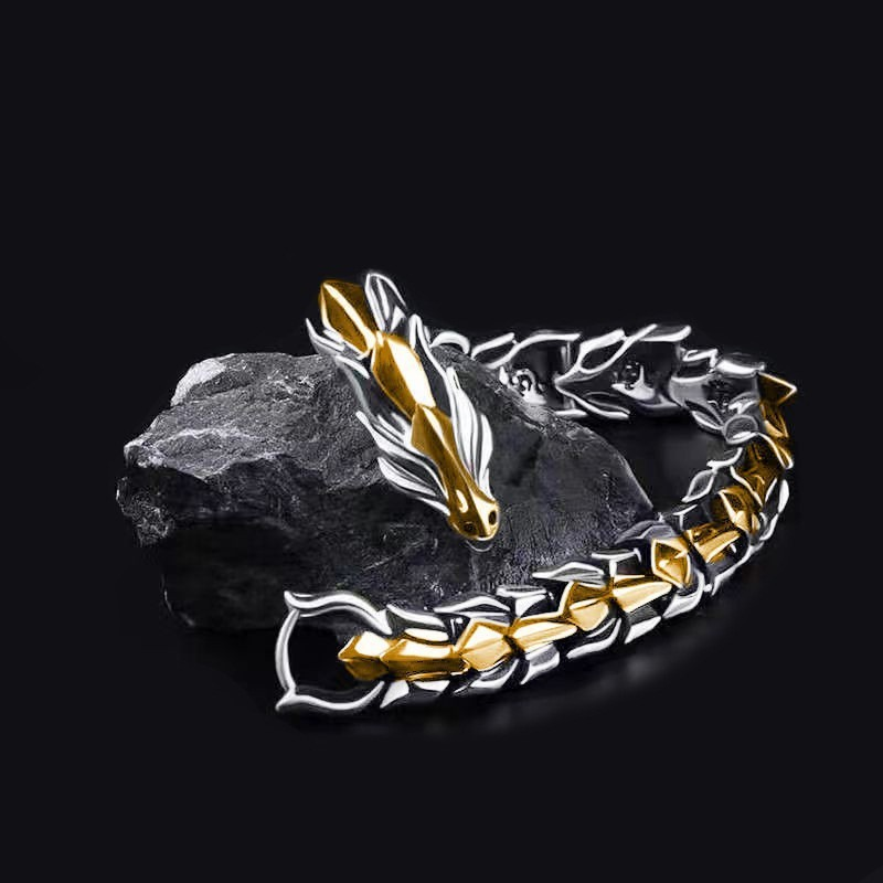 Yunjin Head Multi color Handicraft with Lin Pattern Dragon Bone Punk Hip Hop Men's Bracelet_voghion.com
