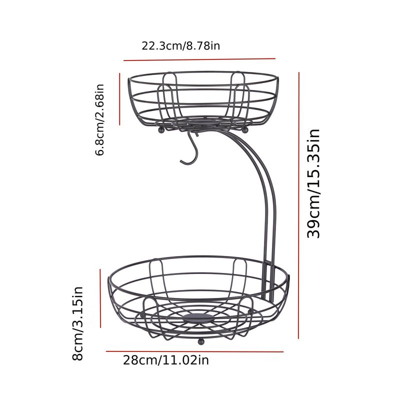 Keqi fruit storage basket removable double-layer fruit basket iron multi-functional fruit and vegetable basket_voghion.com