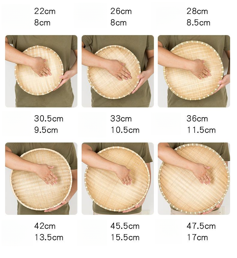 Rund gewebt für gedämpfte Brötchen, großes Sieb, Sieb, zum Waschen von Bambusprodukten, zum Abtropfen von Gemüse, zur Aufbewahrung in der Küche_voghion.com