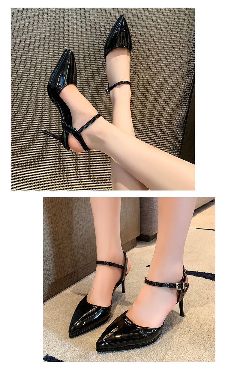 Modischer, spitzer, übergroßer, gerader Schnallenriemen, schmaler Absatz, lässige und trendige High Heels, vielseitige Zehenabdeckung,_voghion.com