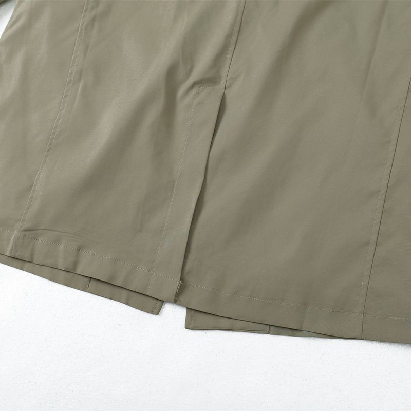 Trench da uomo di media lunghezza sopra il ginocchio, ampio, tinta unita, con cerniera irregolare, spacco posteriore, giacca con colletto rovesciato_voghion.com