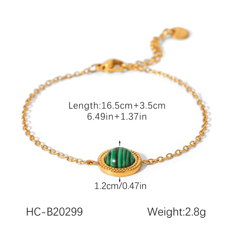 Huangchao 1 collana in malachite o 1 braccialetto o 2 orecchini per donna, gioielli di moda in acciaio inossidabile placcato oro 18 carati_voghion.com