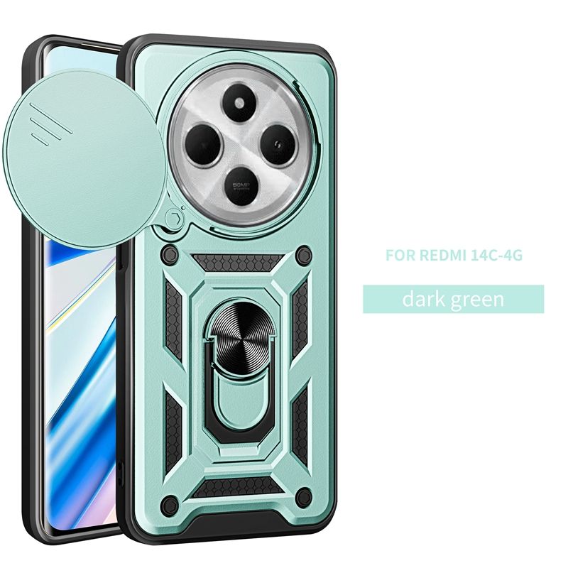 Til Xiaomi Redmi 14C Etui Magnetisk Ringholder Armor Stødsikkert Coque Til Redmi14C 14 C Redmy 14C Linsebeskyttelsescover_voghion.com