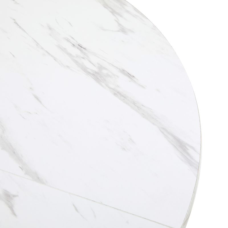Set 5-teiliges Esstisch, Ronder Tisch (Ø100 Cm) Mit Schwarzen Beinen, Weiße Platte, 4 Grüne Samtstühle_voghion.com