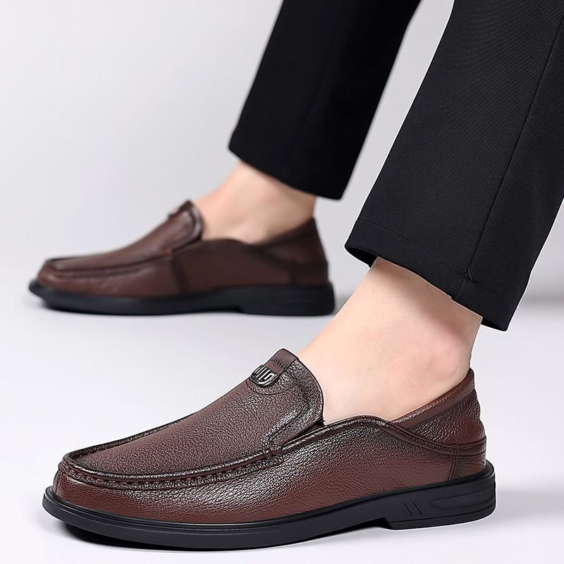 Heren casual lente schapenvacht zolen, zacht echt leer, één voet pedaal, Le Fu schoenen, heren veelzijdig_voghion.com