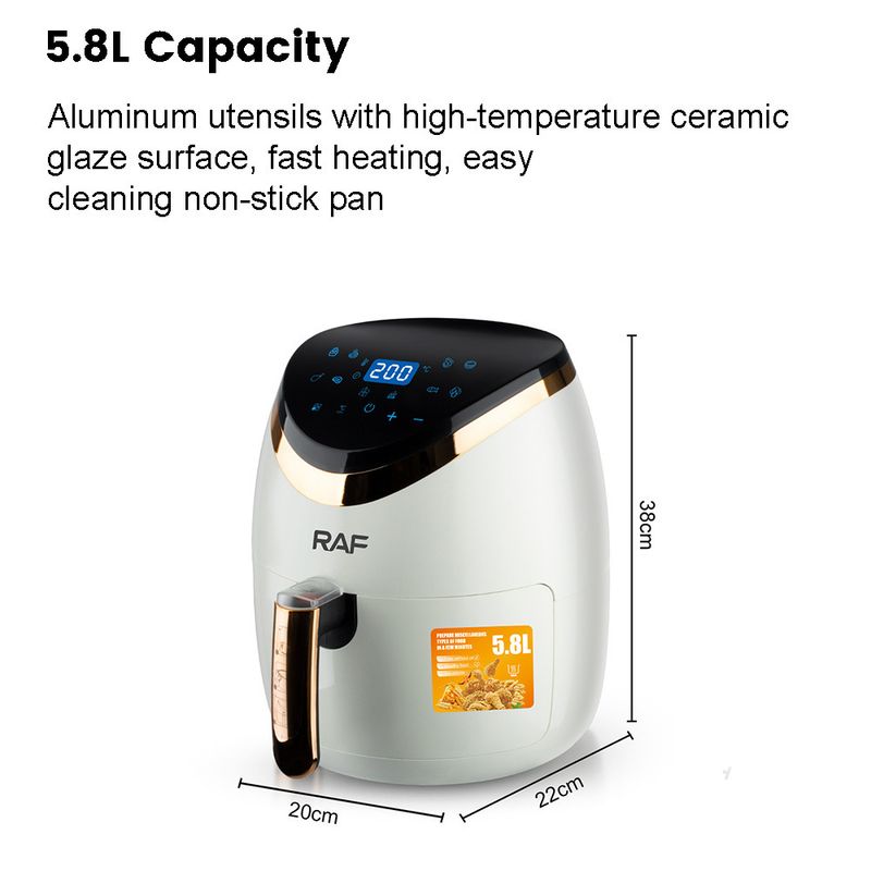 European Touch-Control Air Fryer - 5.8L Large Capacity Household Fully Automatic Intelligent 1500W_voghion.com