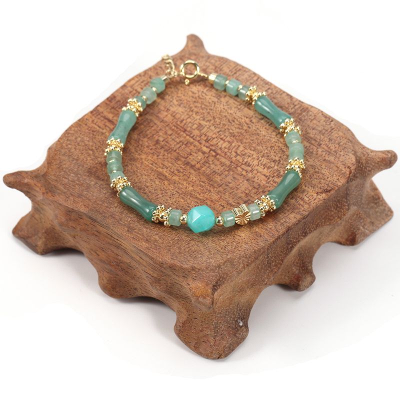 Süßwasser Perle Bambus Aventurin Natürliche Stein Armband Halskette Set Weibliche_voghion.com