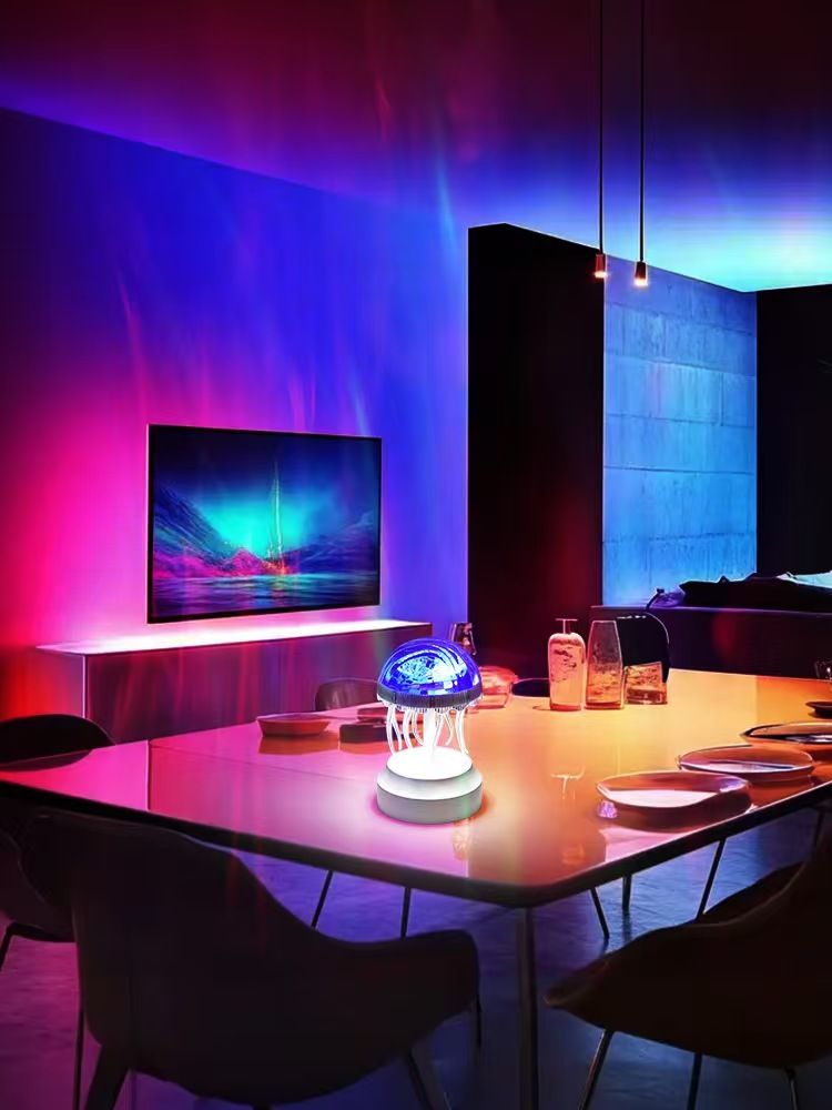 Remote Control Jellyfish Mood Lamp – White LED Night Light With Soft Glow For Bedroom, Nursery & Relaxation_voghion.com