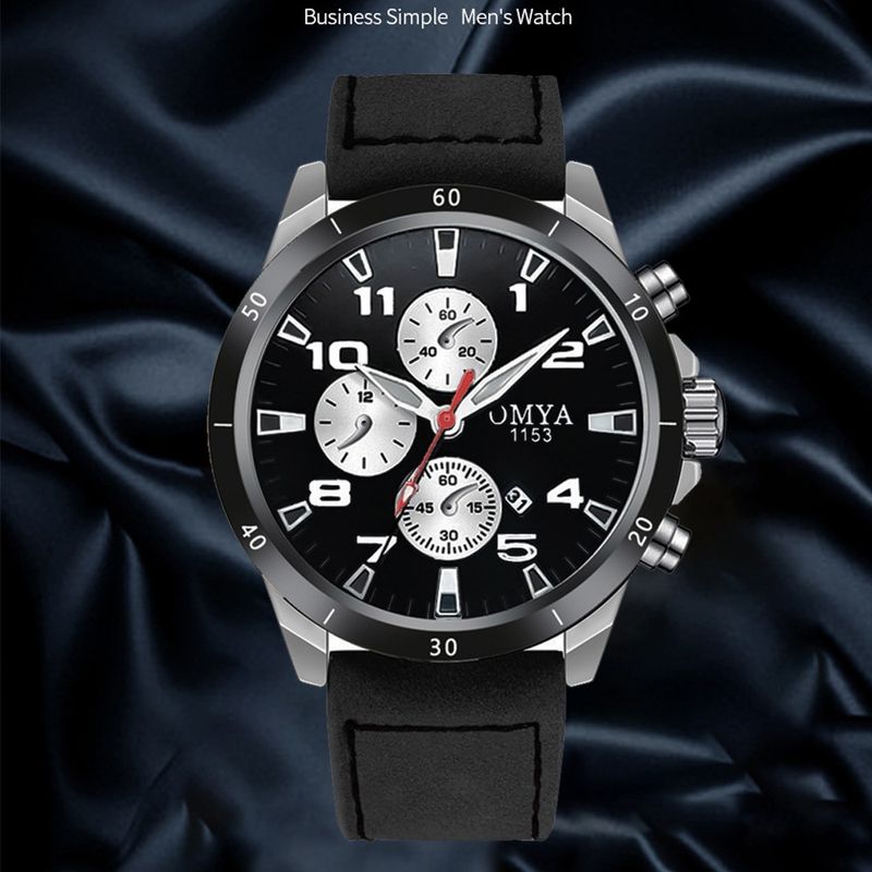 Leather Strap Watch Men's Quartz Watch Fashion Waterproof Watch_voghion.com