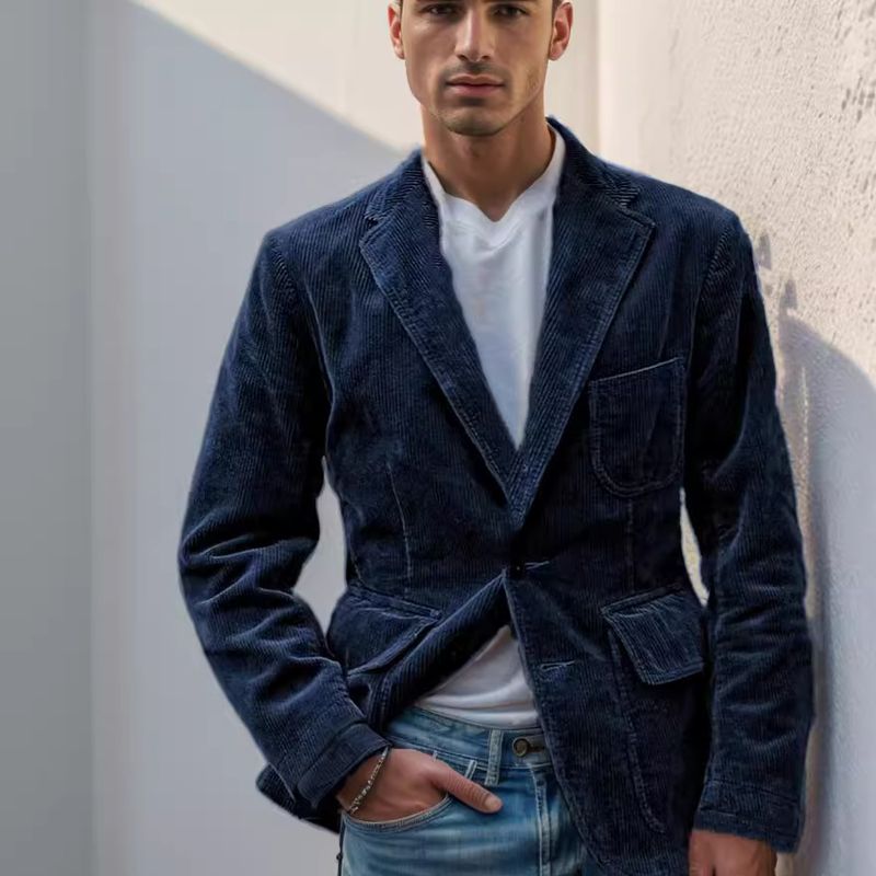 Giacca da uomo casual monopetto in velluto a coste CT 2025 primavera e autunno_voghion.com