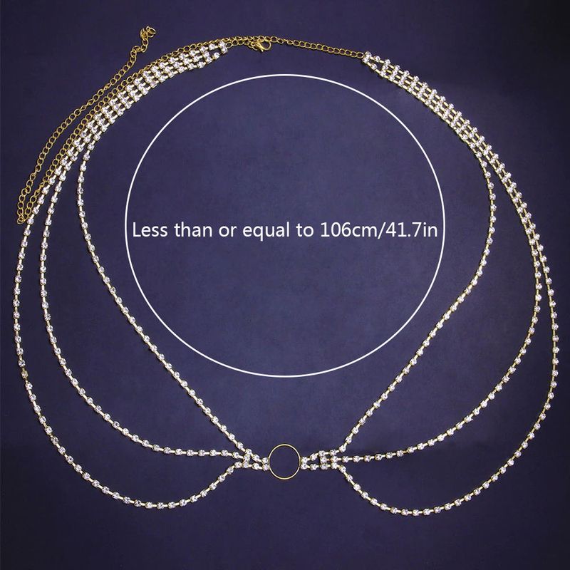trendy round multi-layer rhinestone waist Chain summer beach bikini decoration body Chain_voghion.com