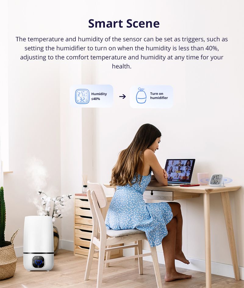 Capteur d'humidité et de température intelligent Zigbee SONOFF SNZB-02D avec écran LCD, fonctionne avec l'application eWek, pour Alexa Google Home Assistant_voghion.com