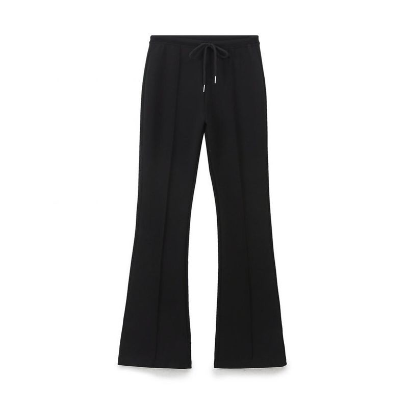 Frae Kleeder Stil Stitch Dekoratioun Elastesch Taille Doppelsäiteg Stoff Bell Bottom Hosen Zipper Sweatshirt Kostüm_voghion.com