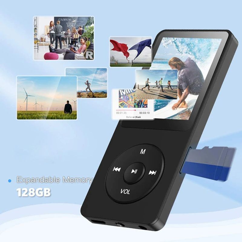 Lettore MP3 MP4 da 1,8 pollici con altoparlante incorporato, lettore musicale portatile, lettore stereo Bluetooth 5.4, radio FM sportiva, e-book, registrazione TF_voghion.com